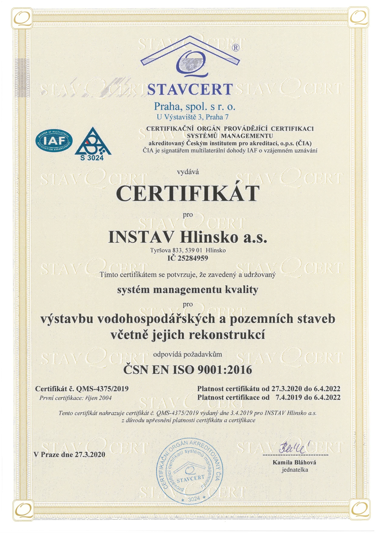Certifikát ISO 9001 Page 0001